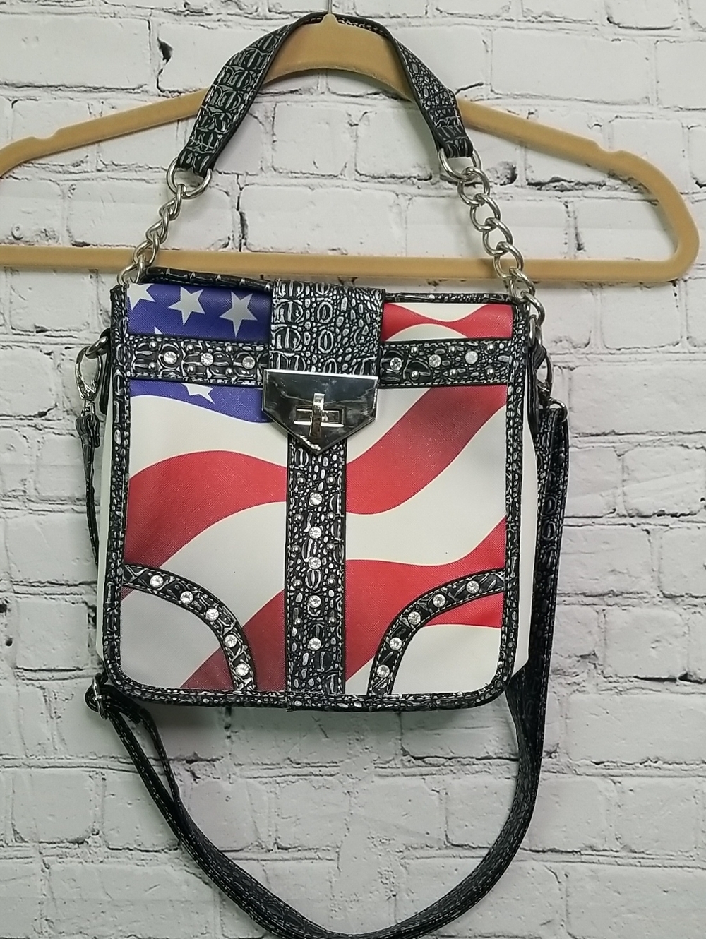 Womens Handbag Rhinestones Removable Strap Unknown Designer
